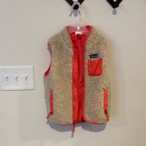Patagonia Kids' Tan and coral retro Fleece Vest